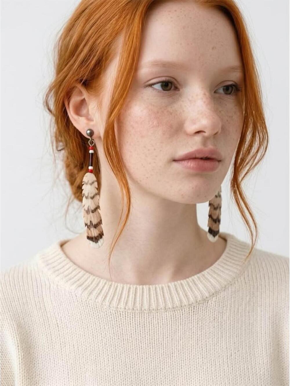 Boho Feather Dangle Earrings